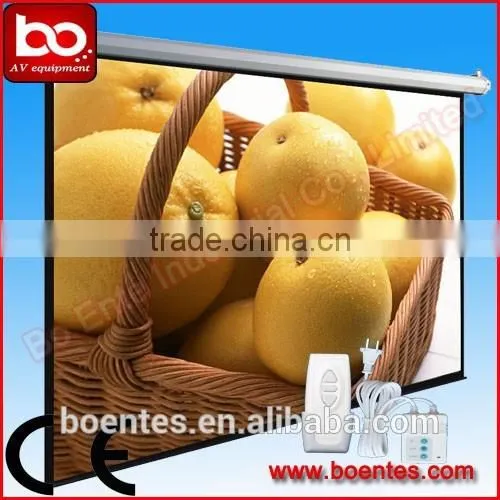Wall Mount/Ceiling Mount Projector Matte White Motorized Projection Screen With Remote Control photo-3
