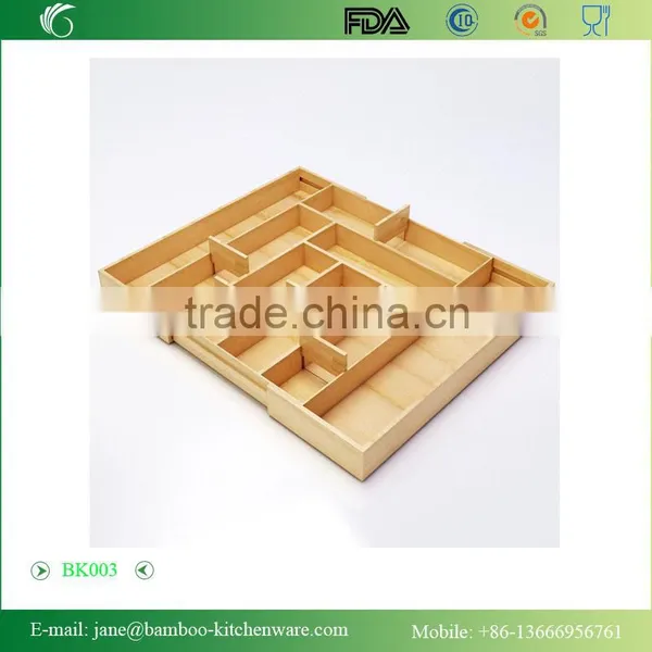 Bamboo Expendable Flatware Silverware Kitchen Drawer Organizer Clutter photo-2