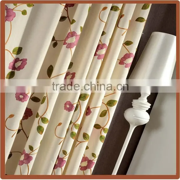 Custom Made Floral Design Polycotton Material Embroidery Curtain Drapery Fabric Wholesale photo-3