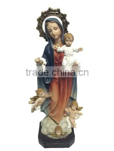 Factory 2016 Resin Religious Virgin Mary Statue and Babies Jesus Figurine photo-3