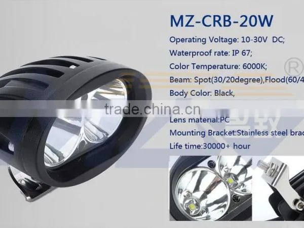 MZ LED Headlights High Power 20W CRE E LED Work Lights 2PC*10W Die Cast Housing Offroad Lamp IP67 RoHS CE China Factory US Stock photo-2