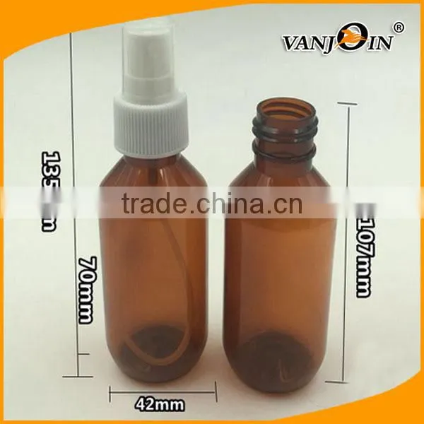 2oz Amber Boston Round Plastic Bottle With Fine Mist Sprayer Dispenser photo-2