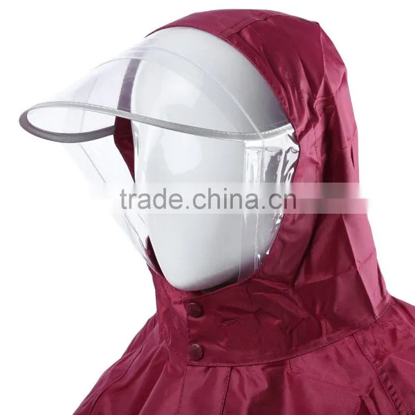 QIAN Thicken Single-person Raincoat Rainwear With Long Sleeve Big Transparent Brim Polyester Poncho for Cycling 3 Colors photo-2