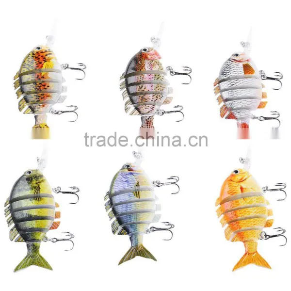 6 Colors Available 10CM 6 Part Long Lip Weever Shape Crankbait Hook Lure Fish Lure Baits Simulation Fishing Tackle Wiht 2 Hooks photo-6