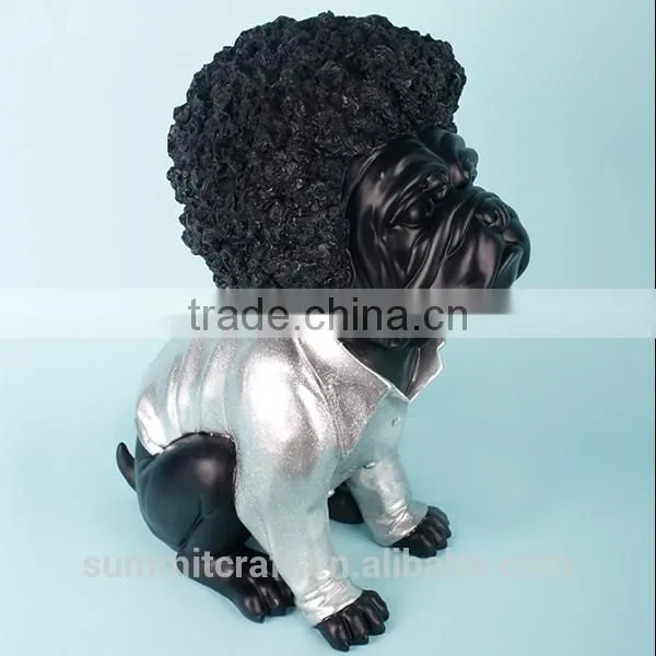 Stylish Design Resin Black English Bulldogs Statues for Sale photo-3