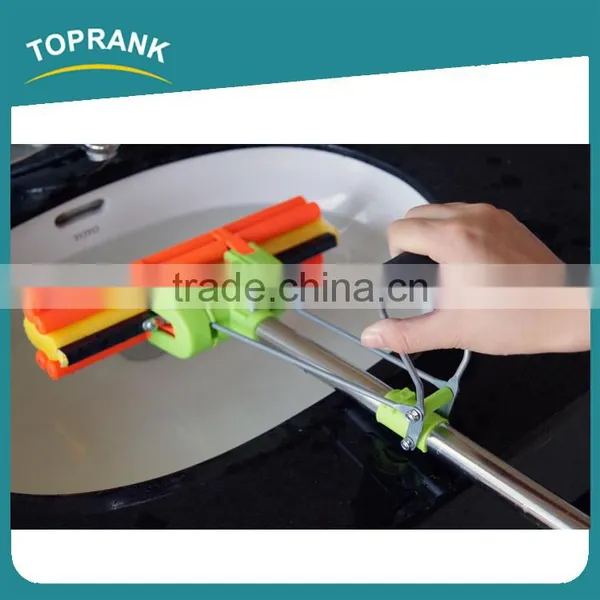 Toprank High Quality Wet And Dry Cleaner Three Roller Sponge Foam Cleaning Mop Telescopic Handle PVA Sponge Mop With TPR Handle photo-2