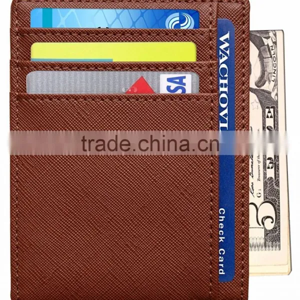 RFID Wallet Mens Slim Leather RFID Blocking Front Pocket Wallet Thin Card Holder photo-2