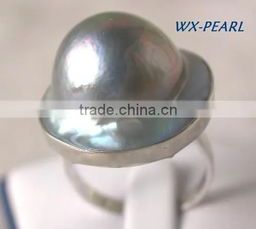 Latest Design Fashion Yellow Gold Lady Pearl Ring photo-3