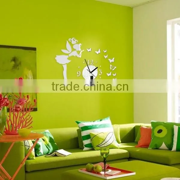 Latest Decorative Wall Mirror Clock Sticker Decoration, Sitting Room Three-dimensional Butterfly Angel Mirror Wall Stickers photo-5