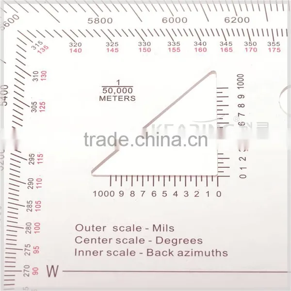 Kearing Durable Plastic Square Military Scale Protractor 1: 25000 & 1: 50000 # KMP-4 photo-4
