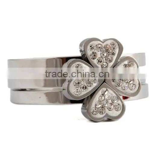 Custom Hollow Clover Design Women Rings Fashion Style Lady Lucky Clover Single Rings for Sales photo-4