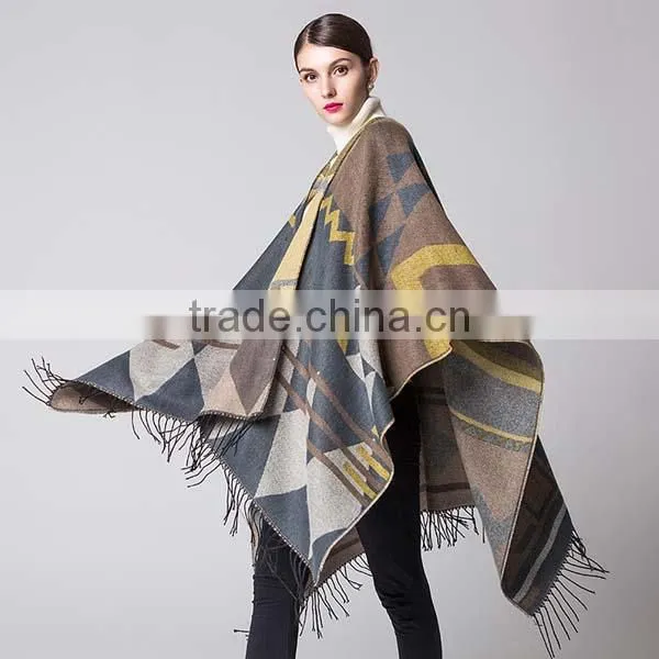 2017 Spring New Item Ladies Scarf Western Style Bohemia Style Tassels Model Imitated Cashmere Material Women Cloak photo-4