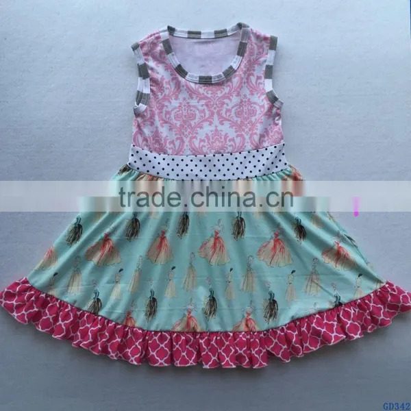 2017 Fashion Summer Cotton Baby Girls Party Dress Wholesale Sleeveless Ruffle Clothes for Kids photo-2