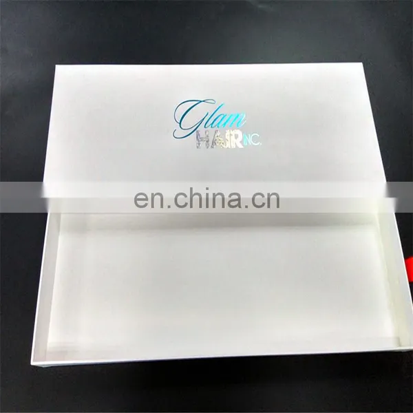 Shiny ! ! ! !Customized Hair Extension Packagings Sliding Drawer Box With Shiny Blue Foil Logo photo-3