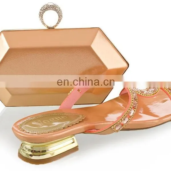 Peach Colored Shoes Matching Clutch Bag Set for Wedding photo-3