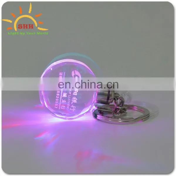 Novel Multifunction Flashing LED Keychain, Glass Transparent Crystal Keychain Light photo-2