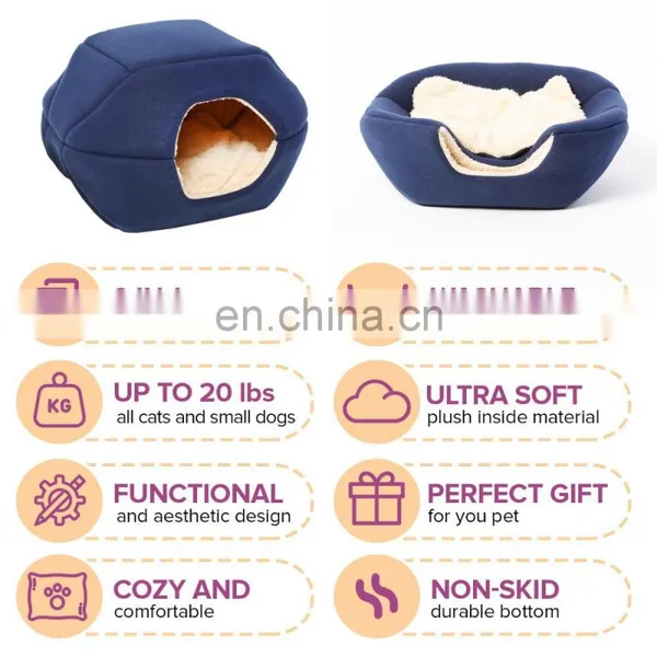 Cat Supplies at Cave Cat Bed Small Dog Bed, 2-in-1 Foldable Soft Warm Washable Pet Bed With a Pillow. photo-6