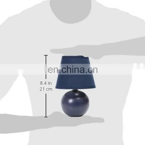 Navy Blue Ball Shape Ceramic Base Custom Nordic Table Decoration Cheap Ceramic Lamps for Hotel Home Bedside photo-4