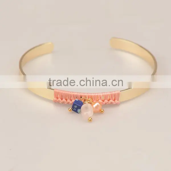 CWB662001 Online Jewelry Handmade Bracelets Fashion Expandable Stainless Steel Wire Bangle With Charm photo-5