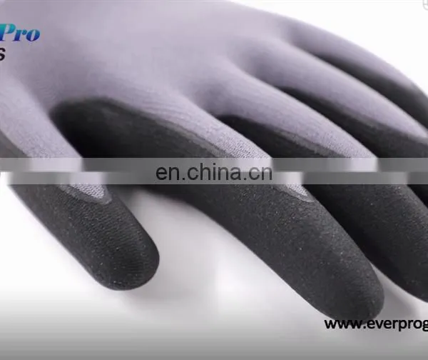 Polyester Nylon Industrial Work Skid Proof Coated Nitrile Foam Gloves Duantes De Nitrilo photo-3