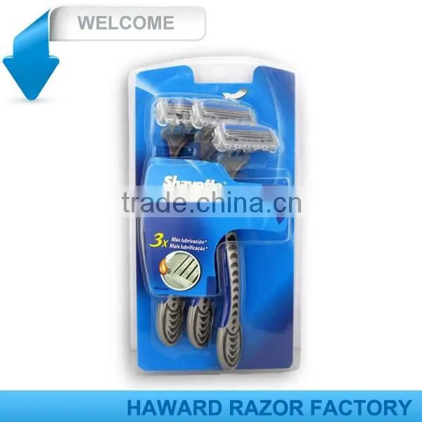D316L Blister Pack Triple Blade ABS Rubber Handle Men Razor photo-5