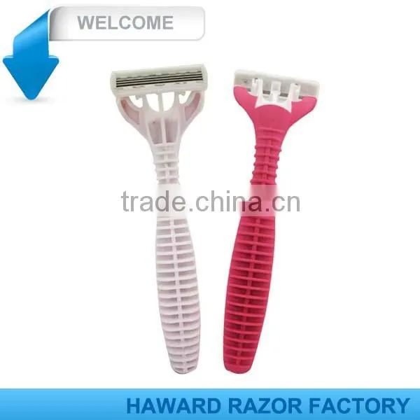 TRIPLE Blade Rubber Handle Shaving Razor photo-3