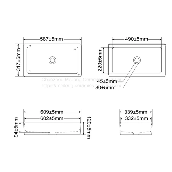 Modern Style 24-inch 61 cm Bathroom Matte Black Ceramic Vessel Sink Countertop Rectangle Matte Black Wash Basin photo-4