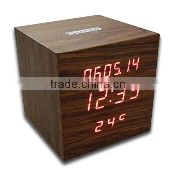 LED Digital Wooden Clock With Calendar, Radio, Bluetooth and Loudspeaker photo-2