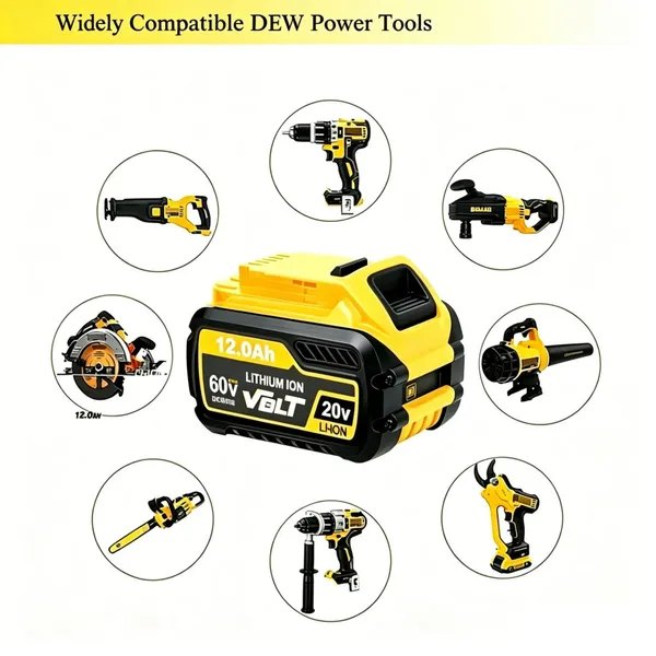 Cordless Impact Hammer Power Drill Driver Tools Replacement 20V 60V Rechargeable Battery DCB612 DCB609 DCB606 DCB206 for DEW photo-3