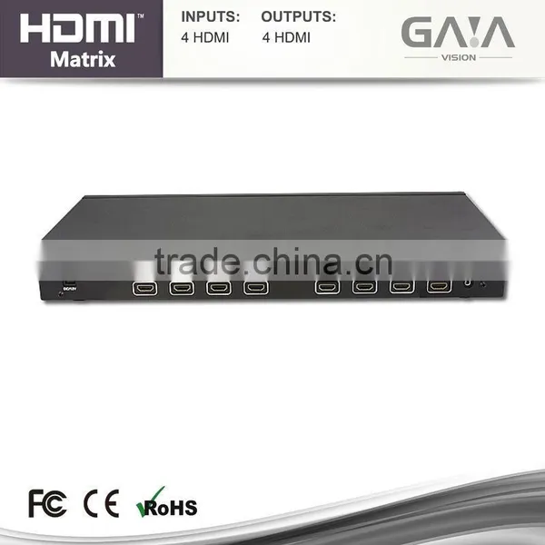 Gaia-Vision IR HDBaseT HDMI Switch Matrix 4x4 Extender Over UTP Cat5e/6 Cable up to 100m 120M With RS232 Control