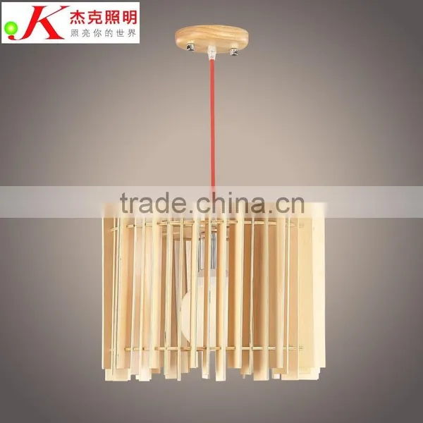 Wooden LED Pendant Light JK-8005B-04 Round Wooden E27 Lamp Holders Pendant Lamp With Japanese-style Light Bulb for Living Room l photo-3