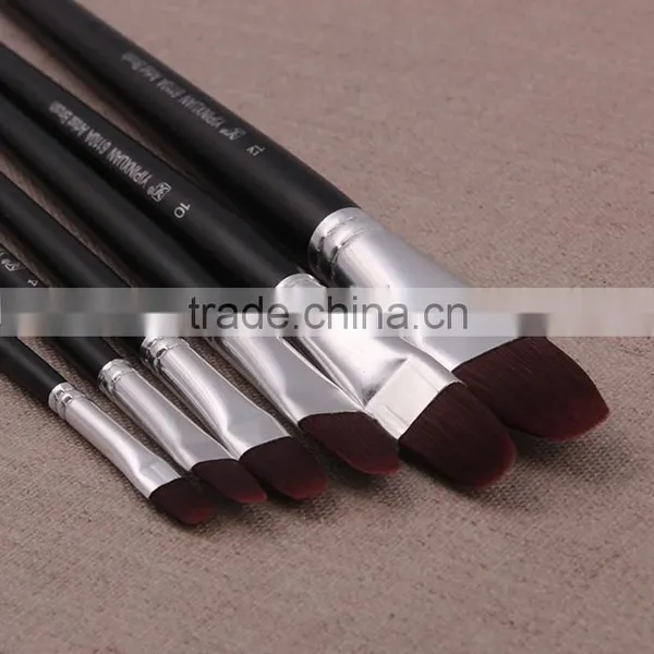 6Pcs Wood Handle Filbert Shape Nylon Hair Watercolor Painting Artist Paint Brush Pen Set photo-3