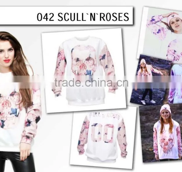 Custom Blank Sweatshi Skull Roses 3d Digital Print Fullprint Crewneck Sweatshirt Spring Autumn Unisex Custom Oversized Pullover photo-5