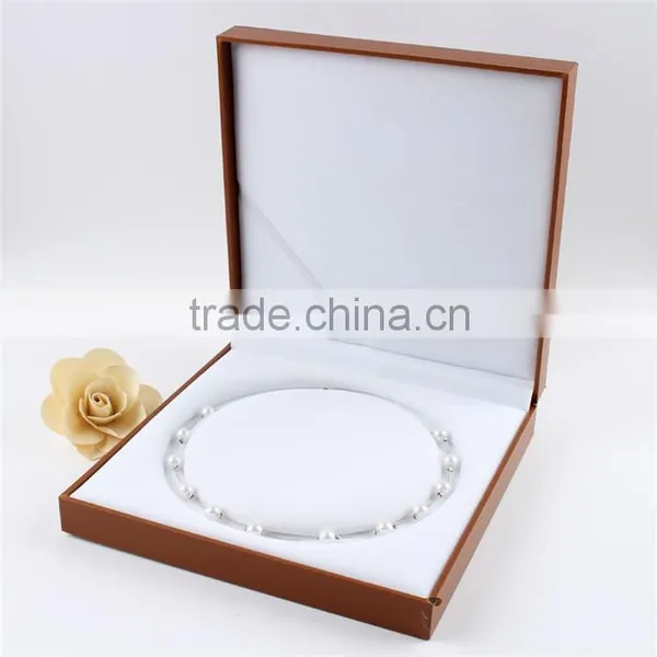Handmade Square Leather Jewelry Box Pearl Necklace Box photo-4