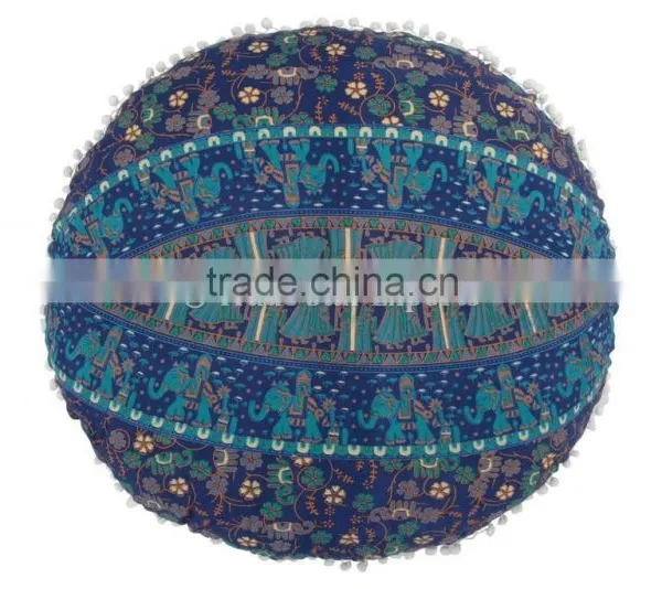 Indian Large Mandala Floor Cushion Cover Decorative Throw Pillows Pom Pom Outdoor Cushions Roundie Boho Pillow Shams photo-3