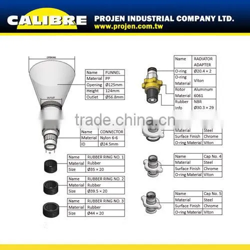 CALIBRE 8pc Coolant Refilling Funnel Set Coolant Filling Funnel Set Coolant Refill Tool photo-2