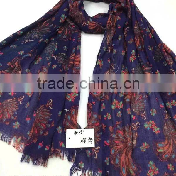WLHH86-1 100%Viscose Purple Tribal Phoenix Printed Fall Scarves