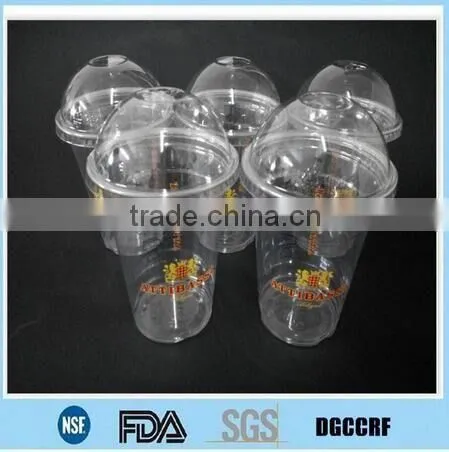 12oz Disposable PET Beverage Cup Dome Lid Type Print Logo photo-3