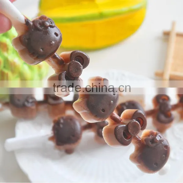 100% Food Grade FDA Free Personalized Custom Hello Kitty Shape Silicone Popsicle Mold photo-3