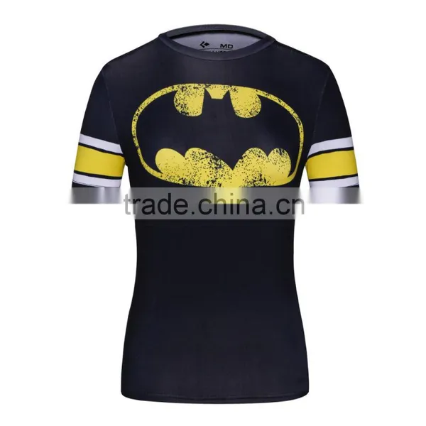 Ladies DC Comics Superhero Wonder Women/Bat-men/ Captain America Athletic T Shirt Compression Bodybuilding Tee Tops photo-3