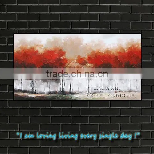 Oil Painting Canvas Forest Red Trees Leaves Big Size