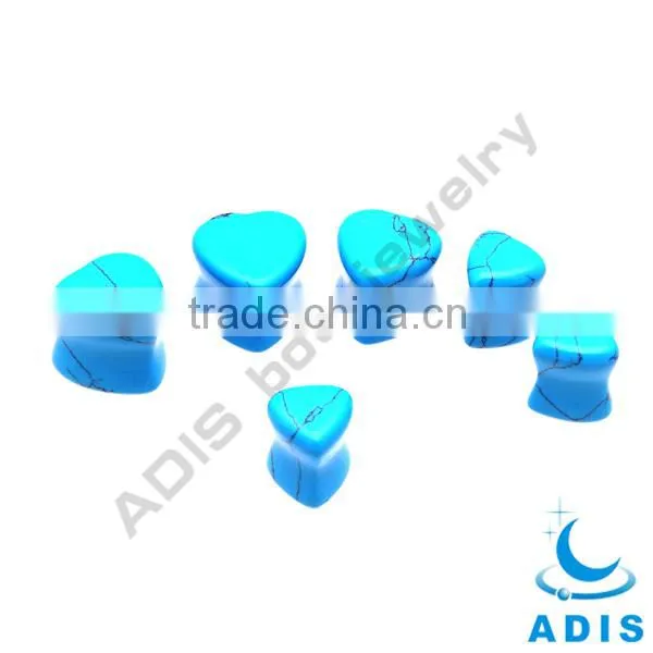 Body Piercing Wholesale Custom Charming Blue Turquoise 30mm Stone Gauges photo-3