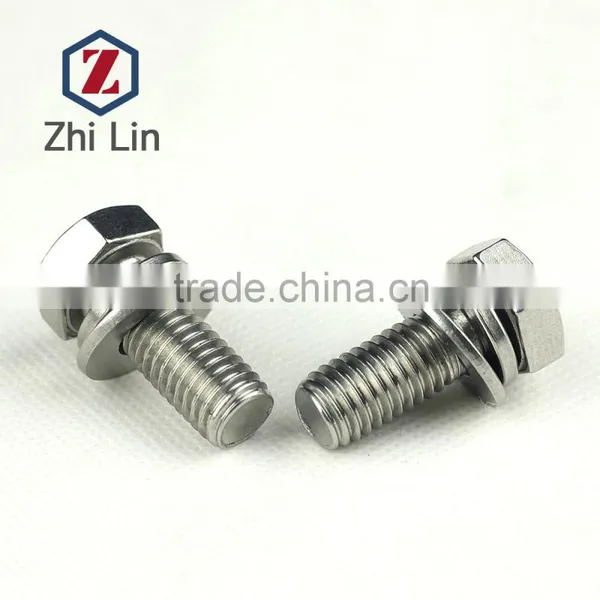 Stainless Steel Hexagon Bolts Flat Washers and Spring Screws Assemblies M16