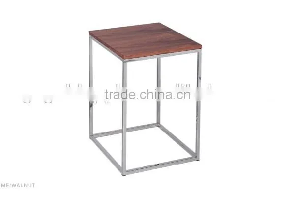 Square Wooden Coffee Table, Modern Steel Low Table With Wooden Top, Side Table for Home Use photo-2