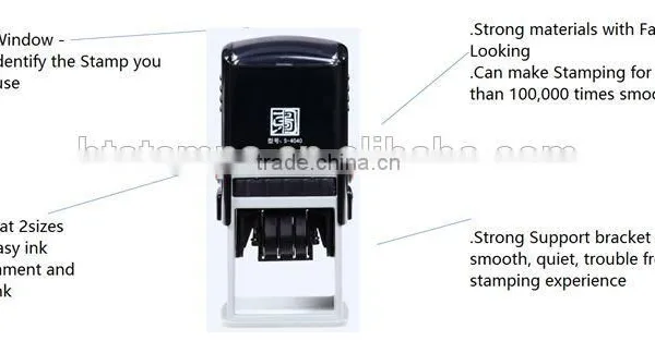 Square 40x40mm Factory HongTu Date Self Inking Stamp photo-3