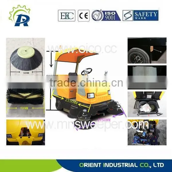 Brushes Lifted Automatically Outdoor Use Riding Road Sweeper With Vacuum Sweeping and Water Spraying photo-6