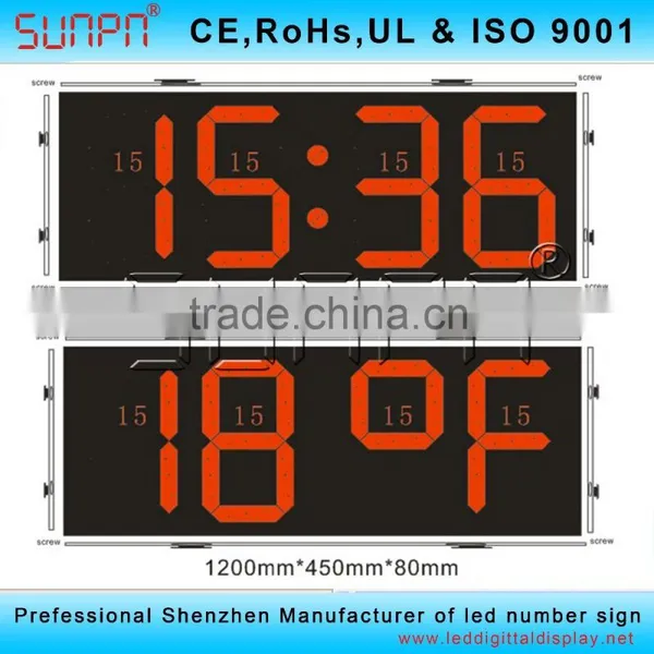 Thai Outdoor 7 Segment Led Digital Display Clock Sign 15" photo-3