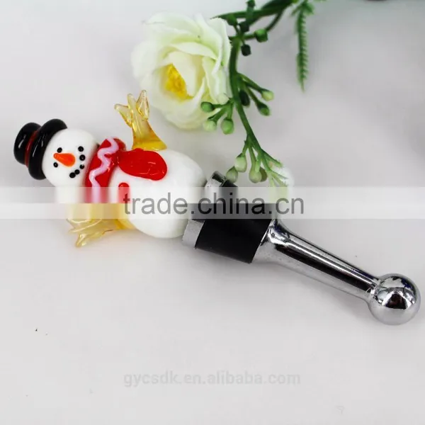 Snowman Theme Murano Glass Wine Bottle Stoppers for Christmas Gifts photo-2