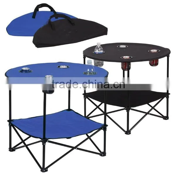 600D Canvas Outdoor Folding Round Steel Table With Cup Holder photo-4
