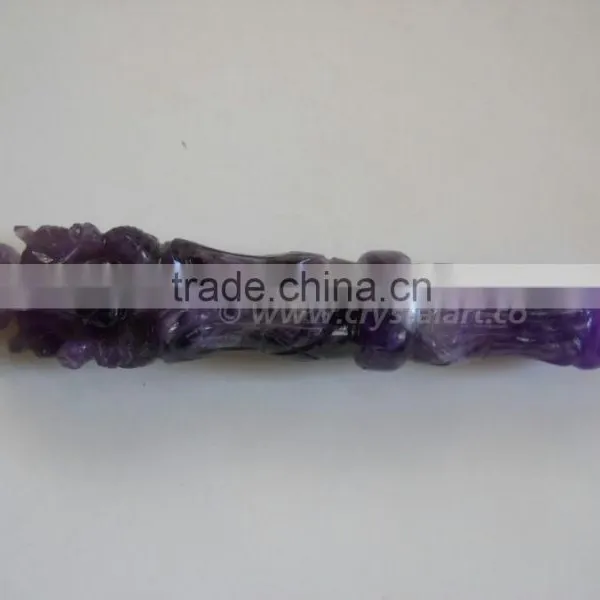 AMETHYST AGATE CARVING GANESHA HEALING STICK photo-5